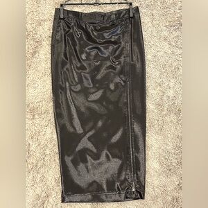 ATM Anthony Thomas Melillo Shiny Black Midi Skirt